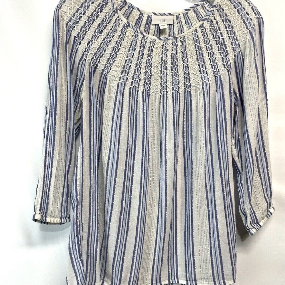 J. Jill Blue and Cream Striped Blouse